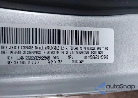 2010 Jeep Patriot Sport из США, поврежденный, VIN 1J4NT2GB2AD502948